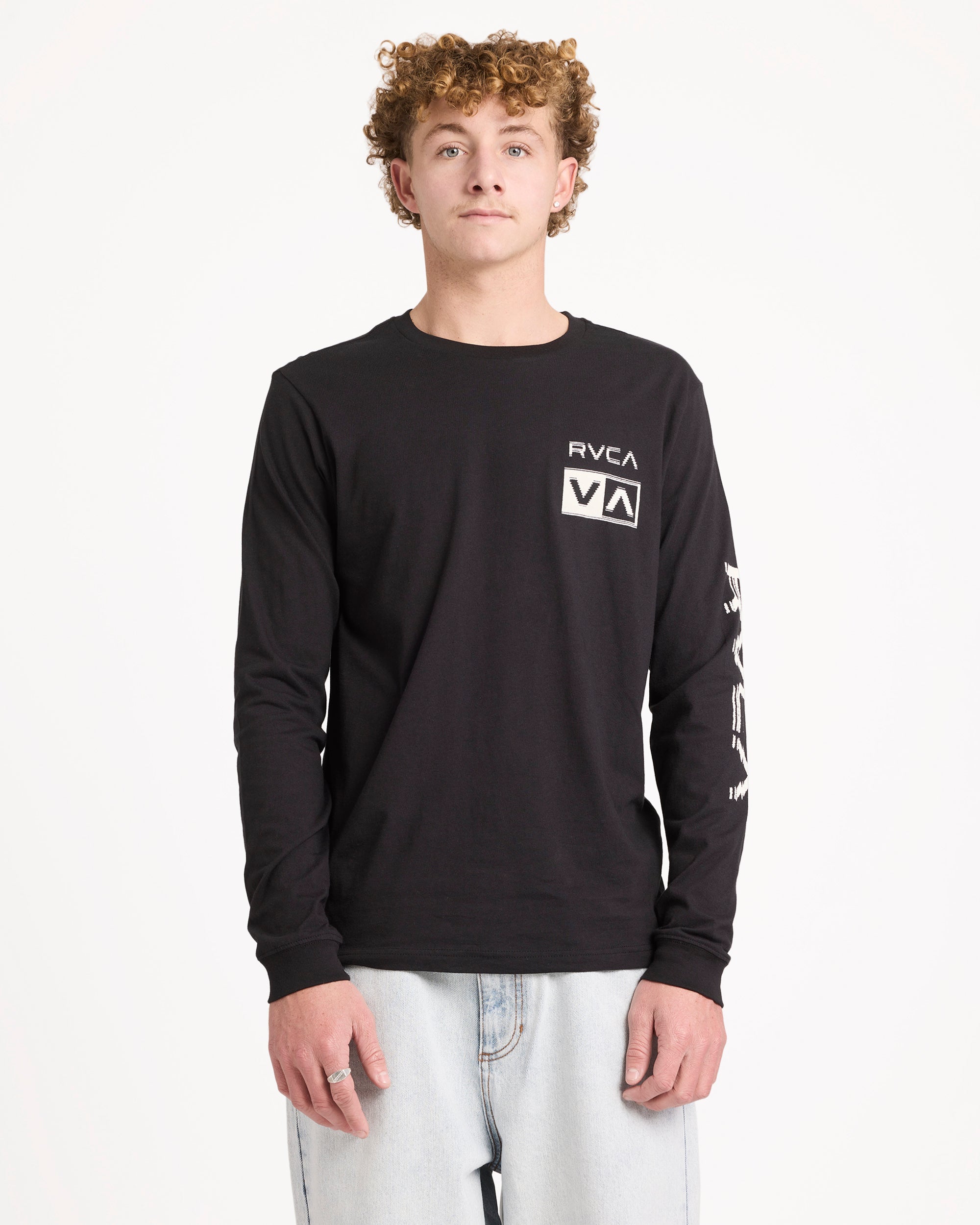 Mens Big RVCA Glitch Long Sleeve T-Shirt