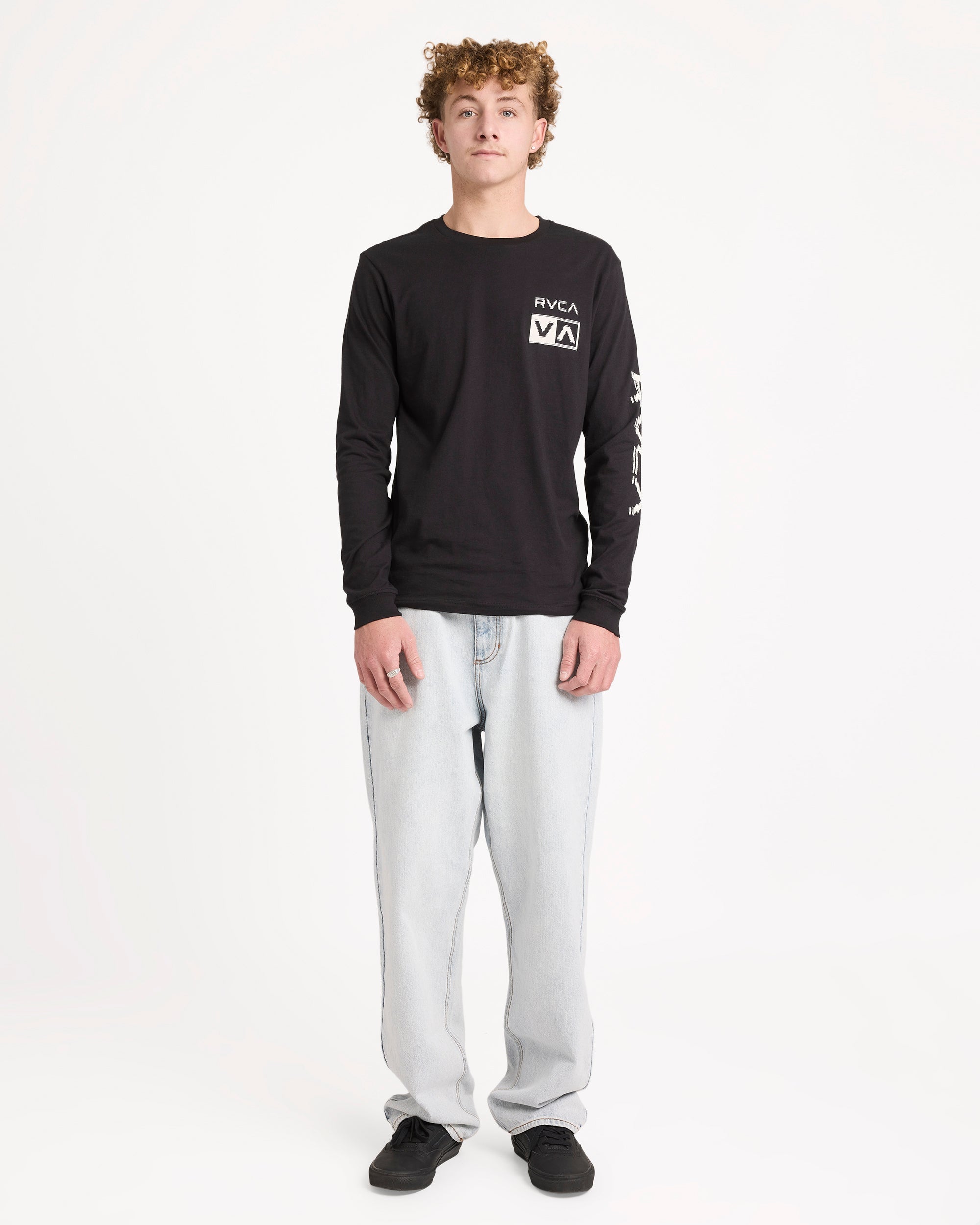 Mens Big RVCA Glitch Long Sleeve T-Shirt