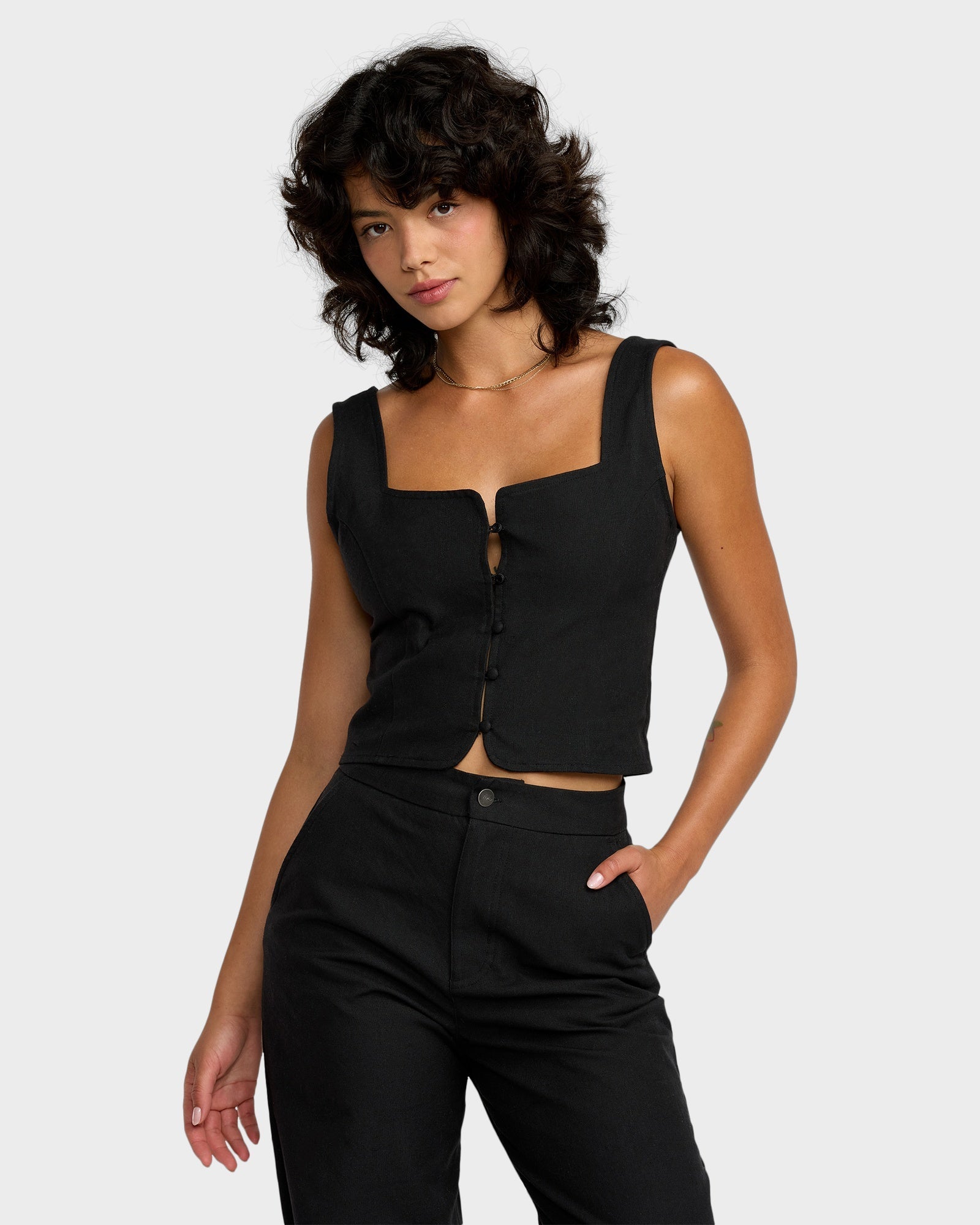 Womens Bonnie Button Tank Top