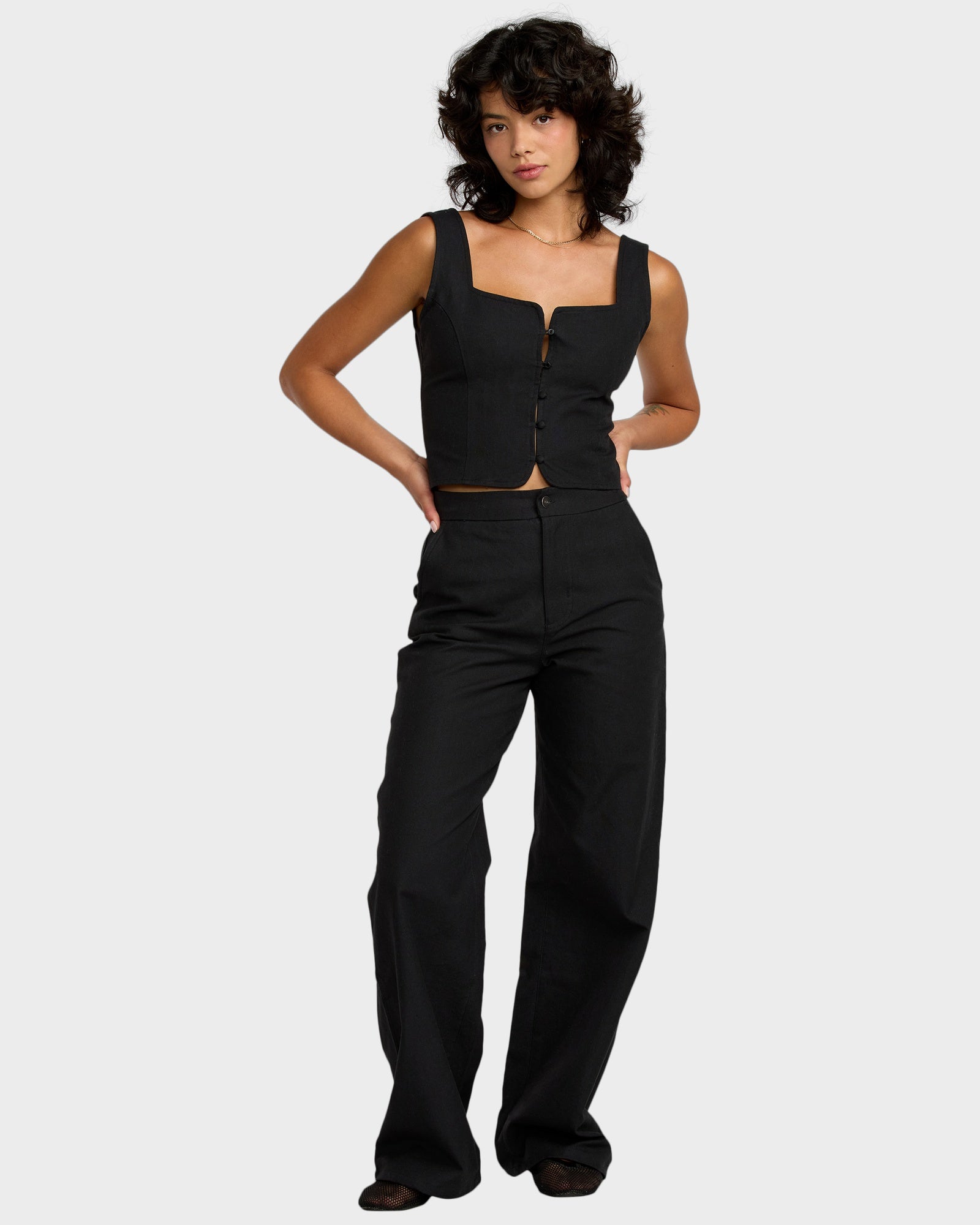 Womens Bonnie Button Tank Top