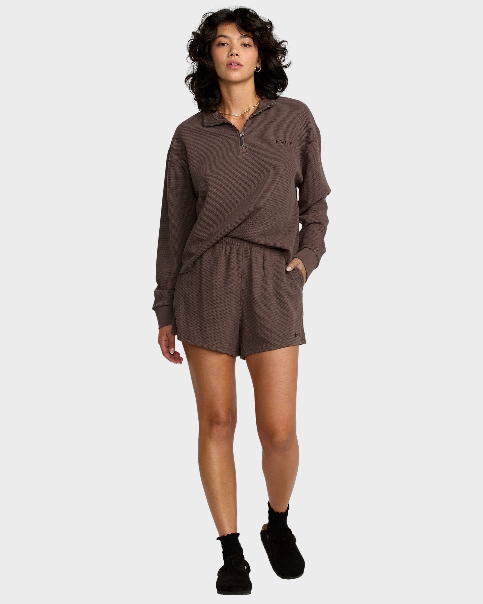 Womens Glory Waffle Elastic Waist Shorts