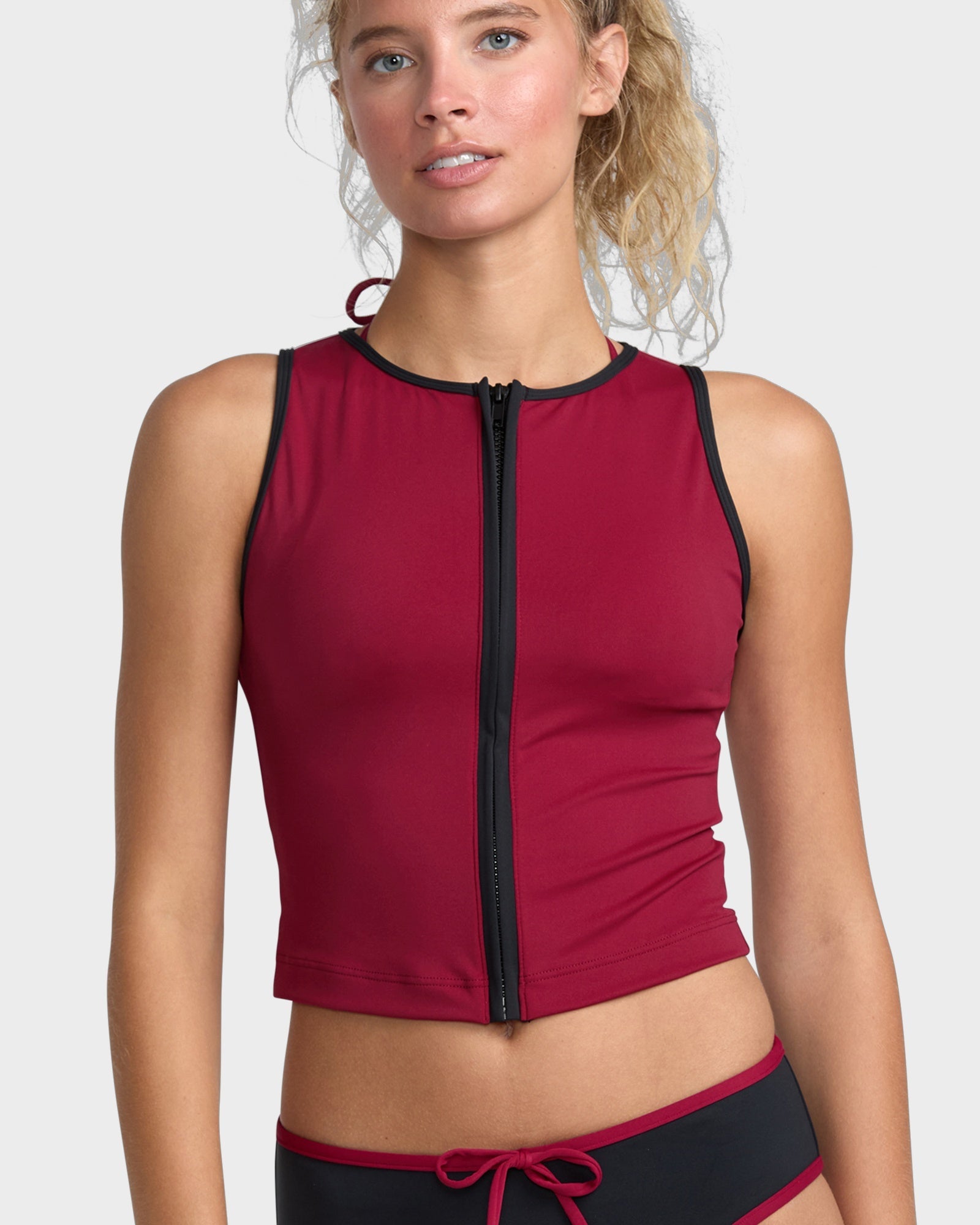 Womens Alexis Ren Zip Up Bikini Top