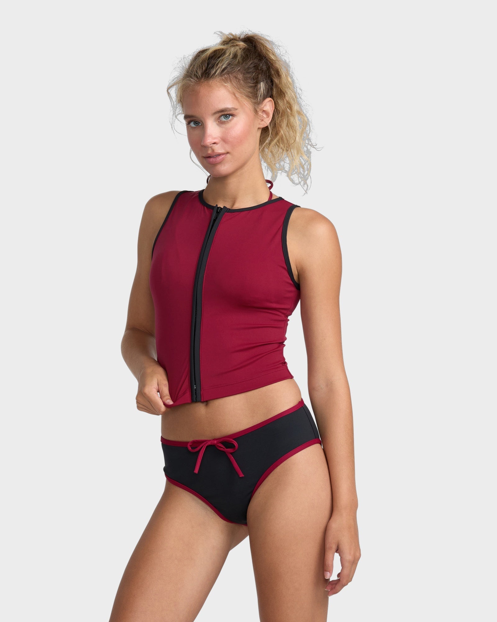 Womens Alexis Ren Zip Up Bikini Top