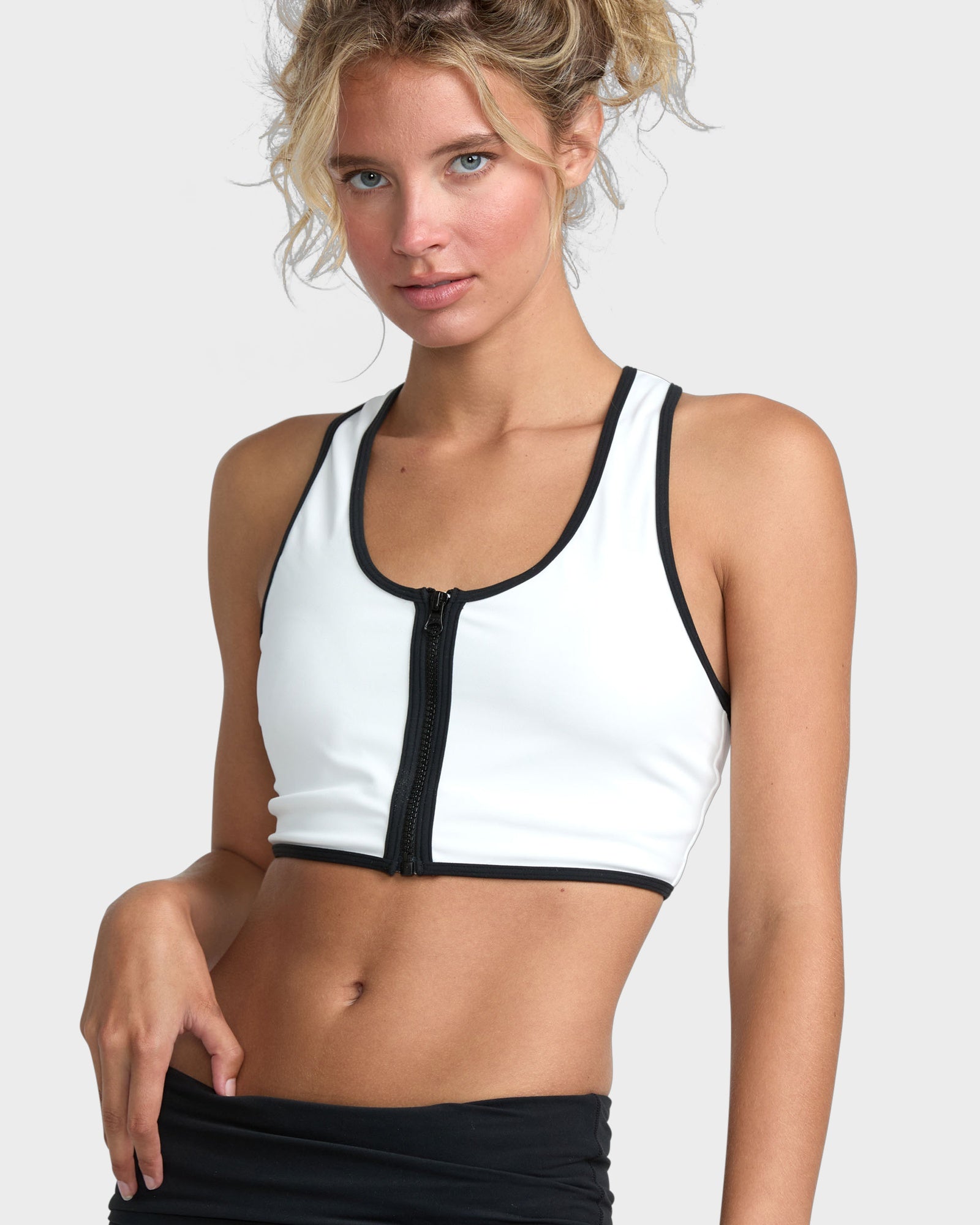 Womens Alexis Ren Zip Up Sports Bra