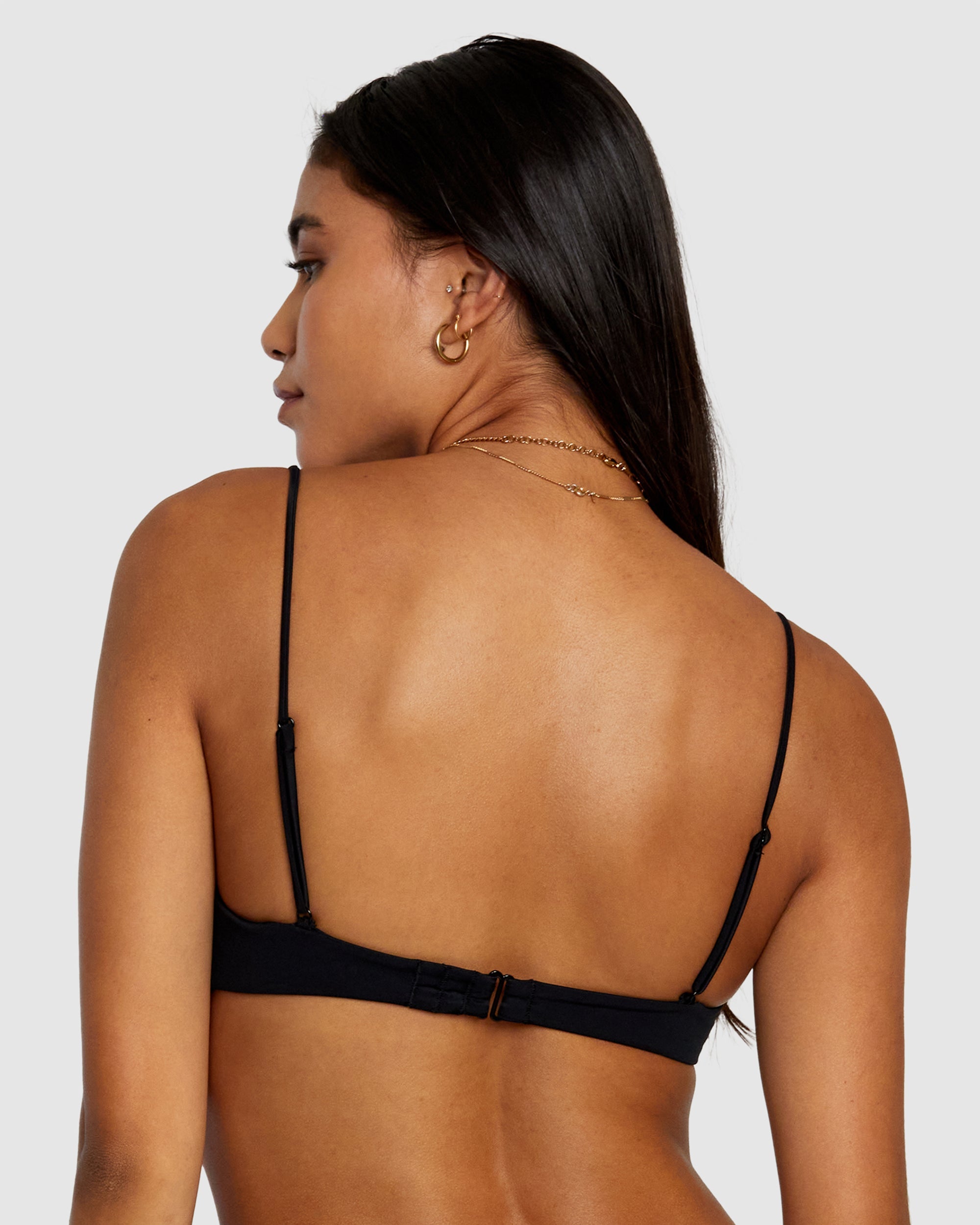 Solid Shirred V-Wire Bralette Bikini Top