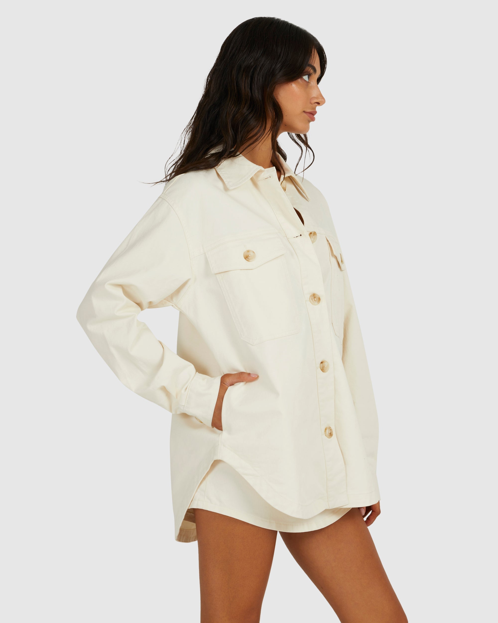 Womens Twill Shacket