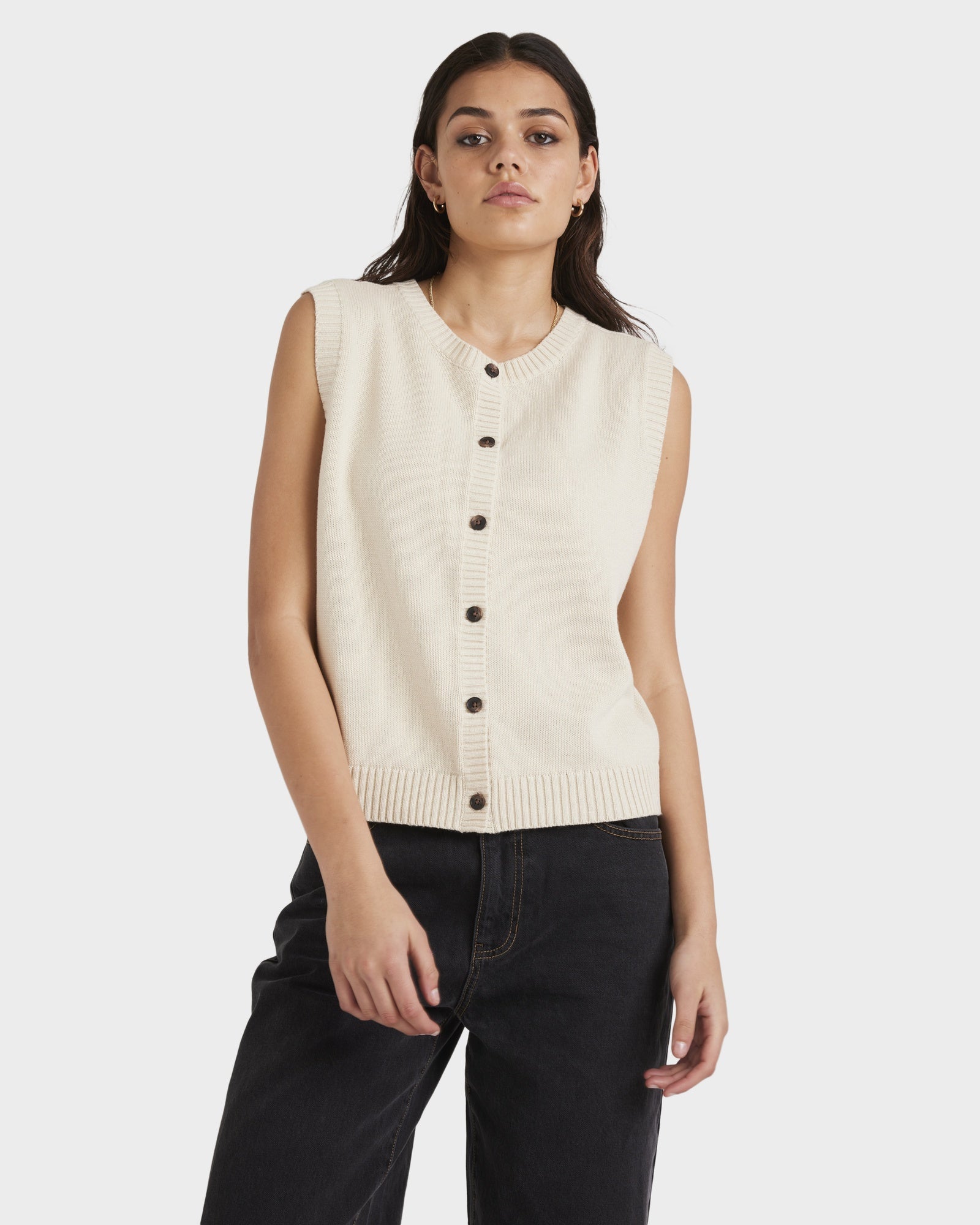Womens Button Down Knitted Vest
