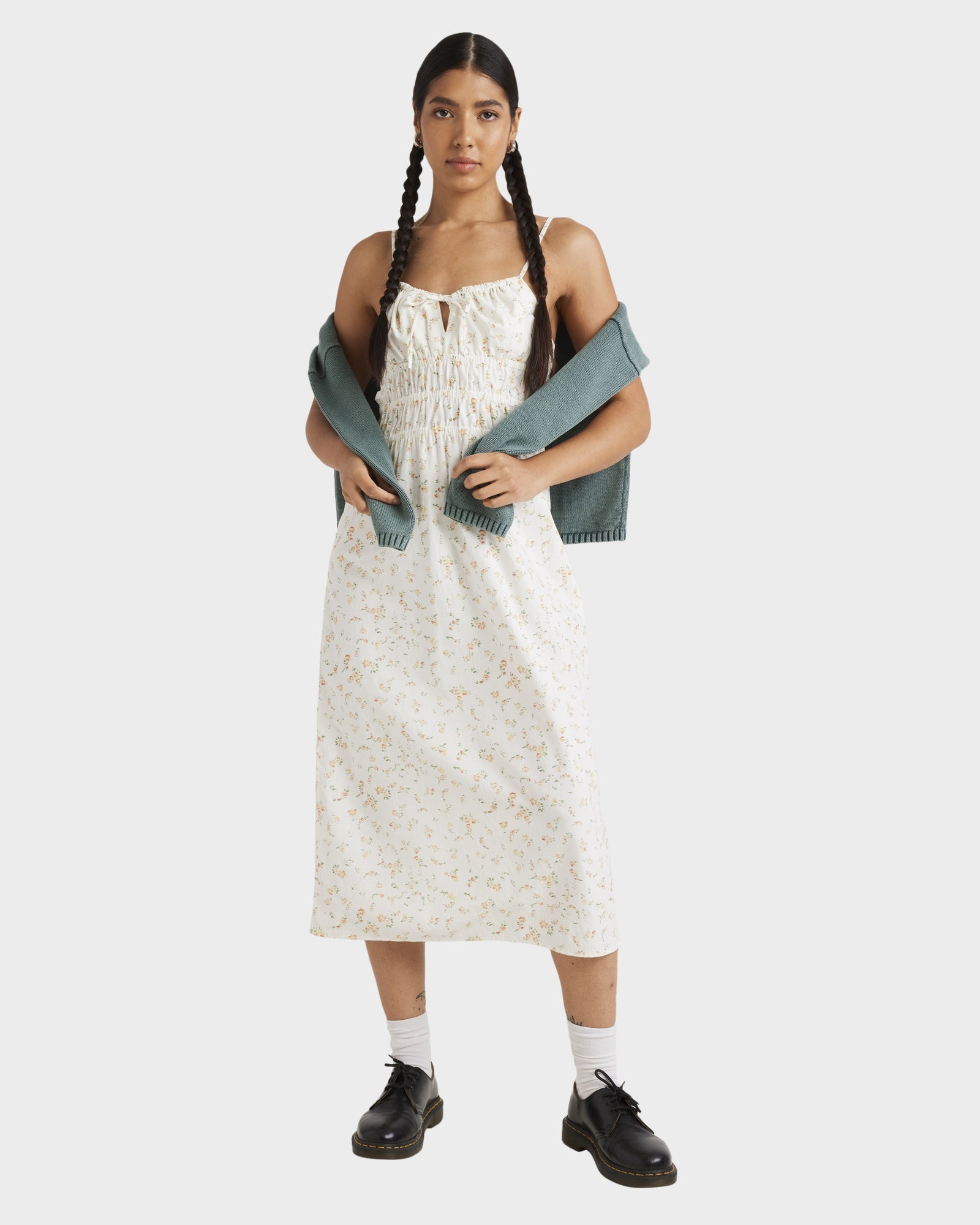 Womens Blurred Ditsy Gathered Midi