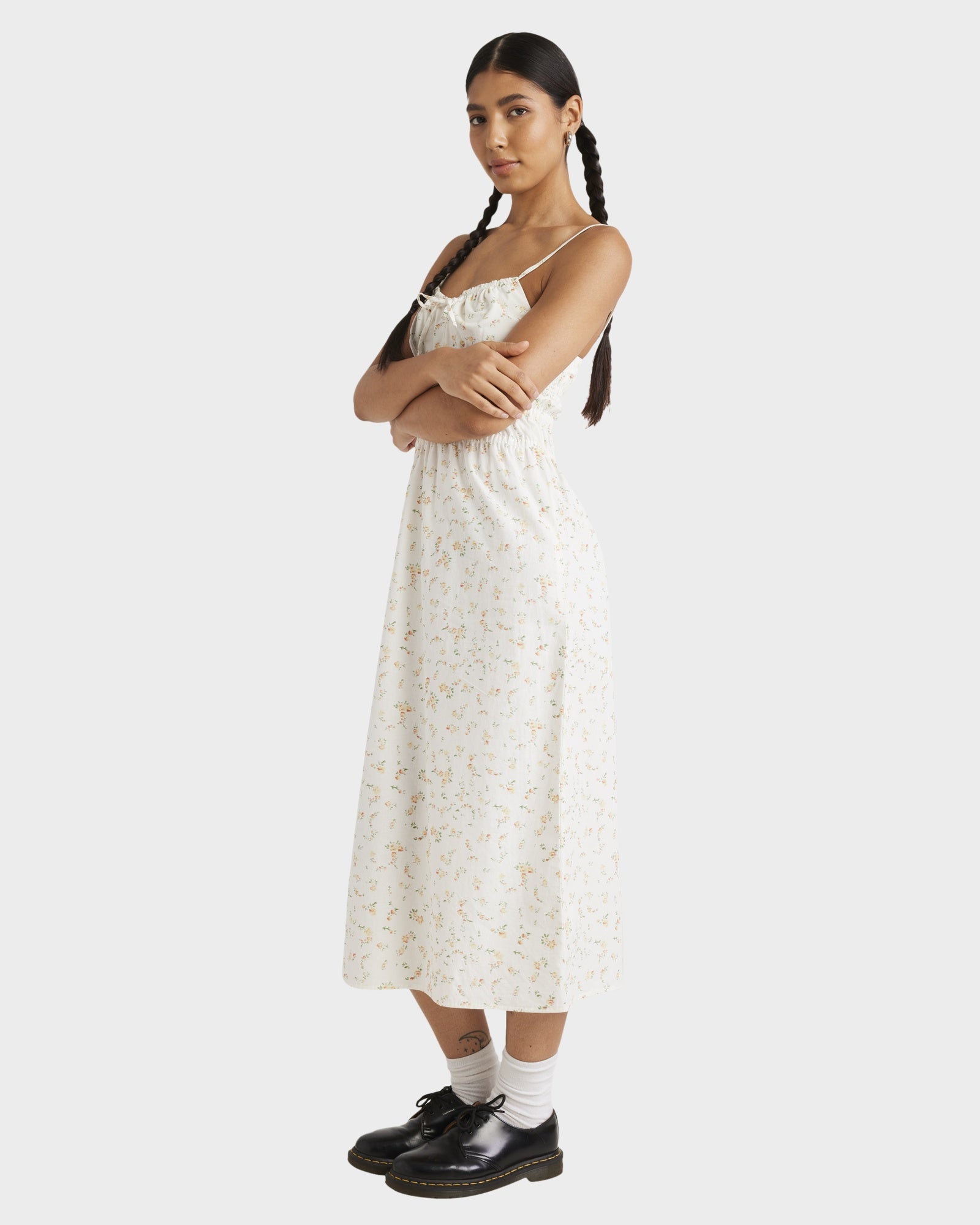 Womens Blurred Ditsy Gathered Midi