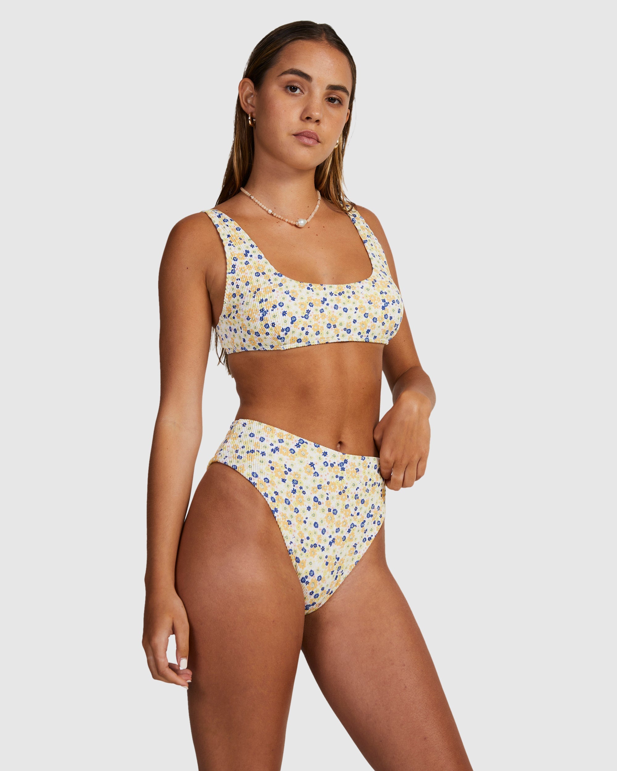 Womens Ground Cover High Rise Cheeky Bikini Bottom