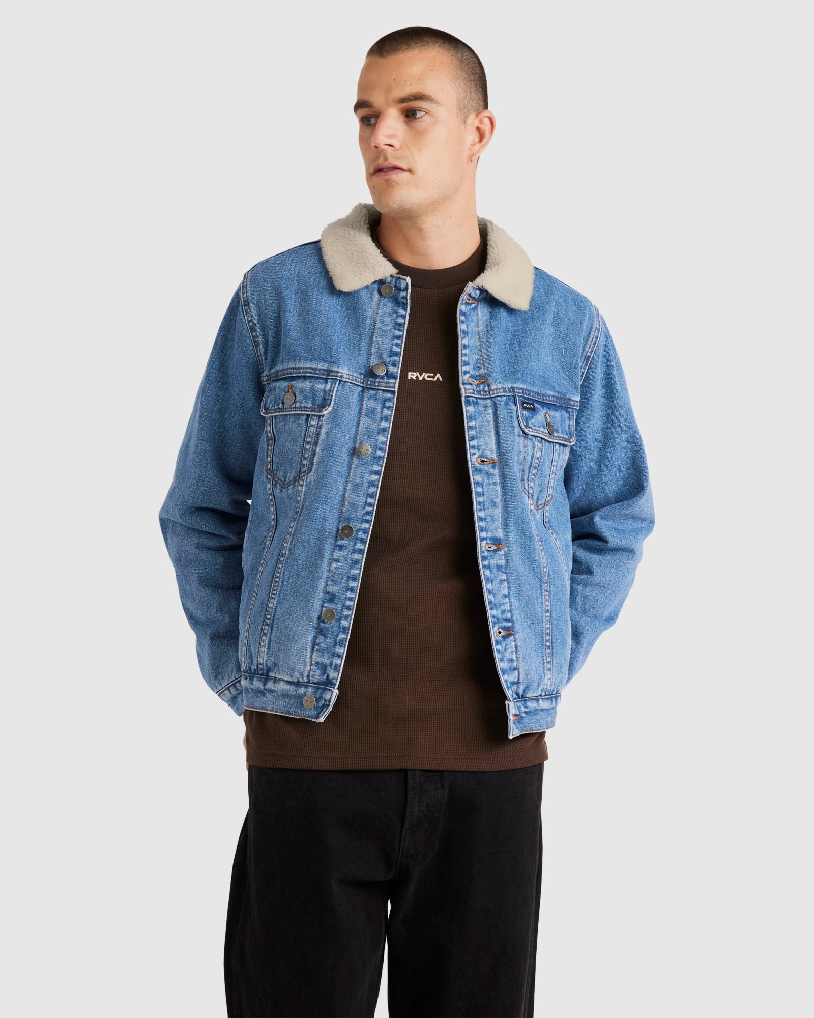 Mens Denim Sherpa Trucker Jacket – RVCA AU