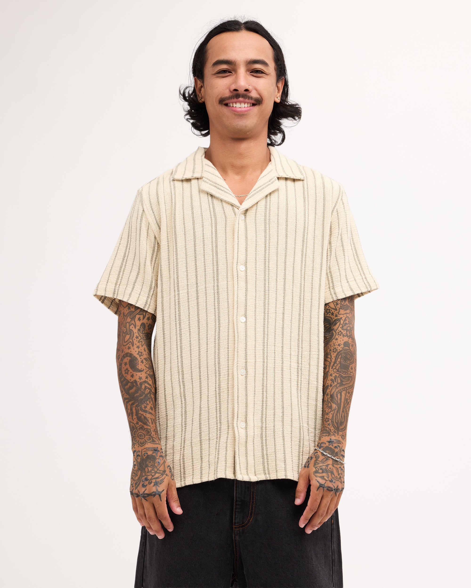 Mens Vacancy Stripe Short Sleeve Shirt