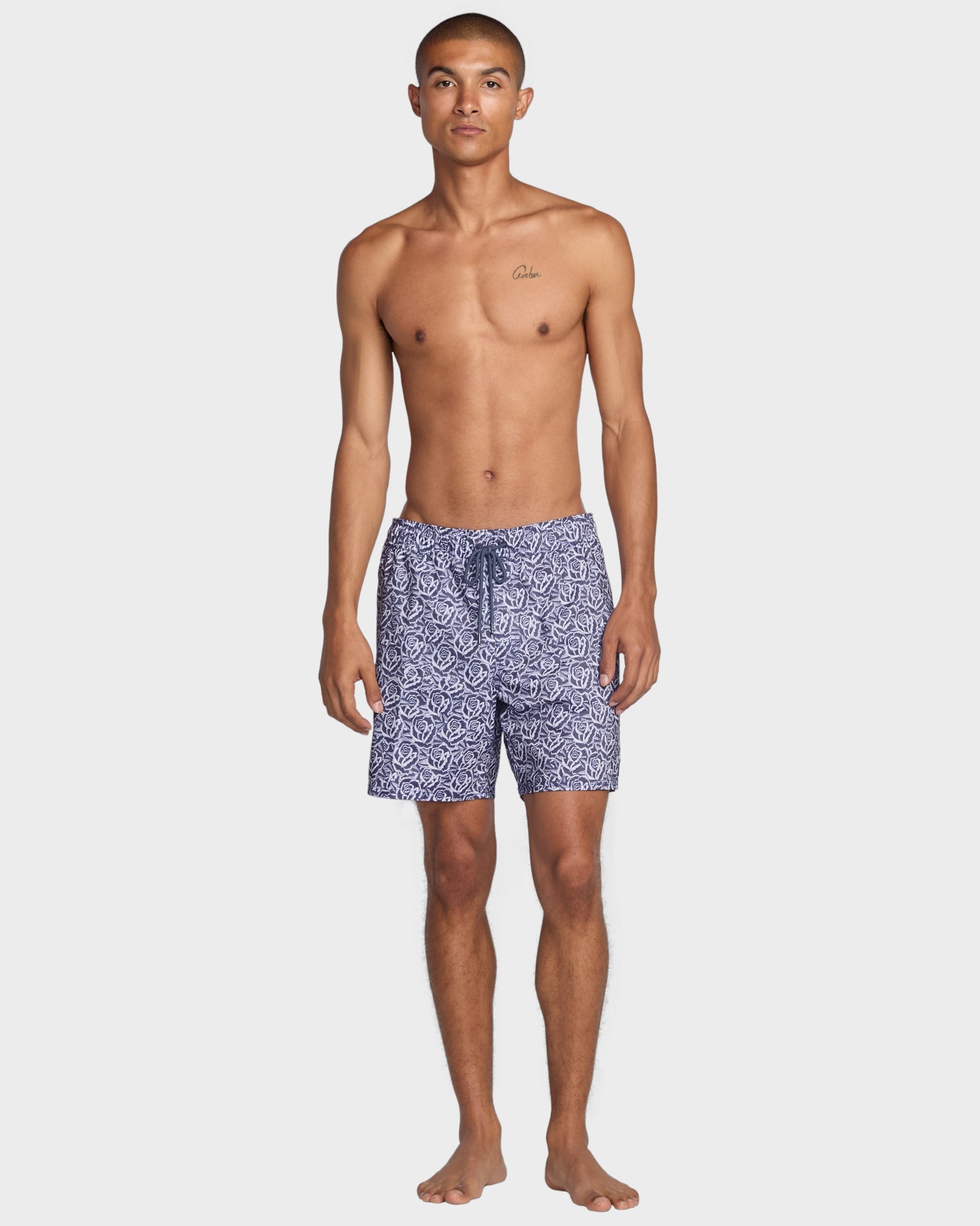 Mens Barba Roses 17" Elastic Waist Shorts