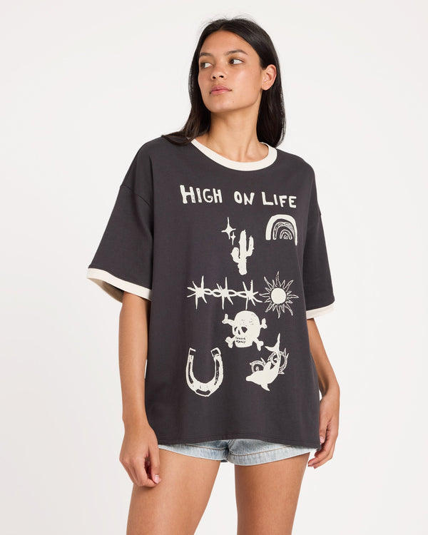 Womens Dani Miller Oversized Ringer Oversized T-Shirt
