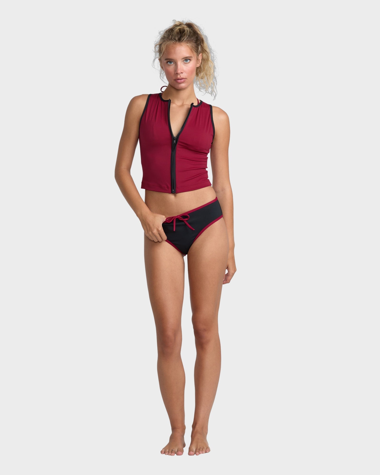Womens Alexis Ren Zip Up Bikini Top