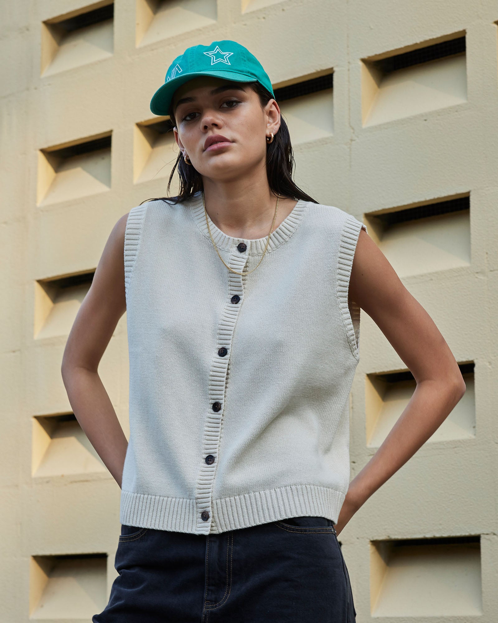 Womens Button Down Knitted Vest
