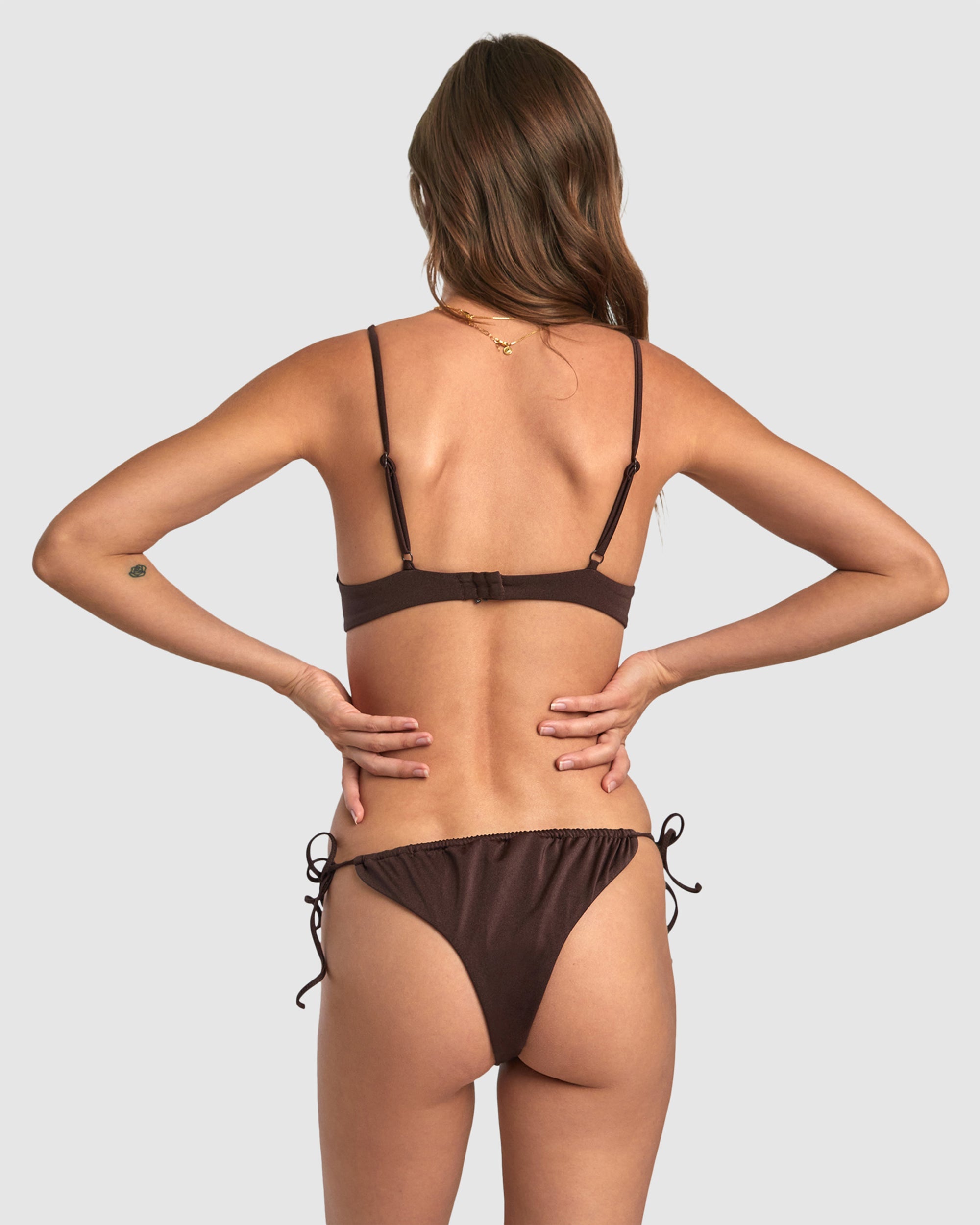 Womens Solid Shimmer Tie Skimpy Bikini Bottom