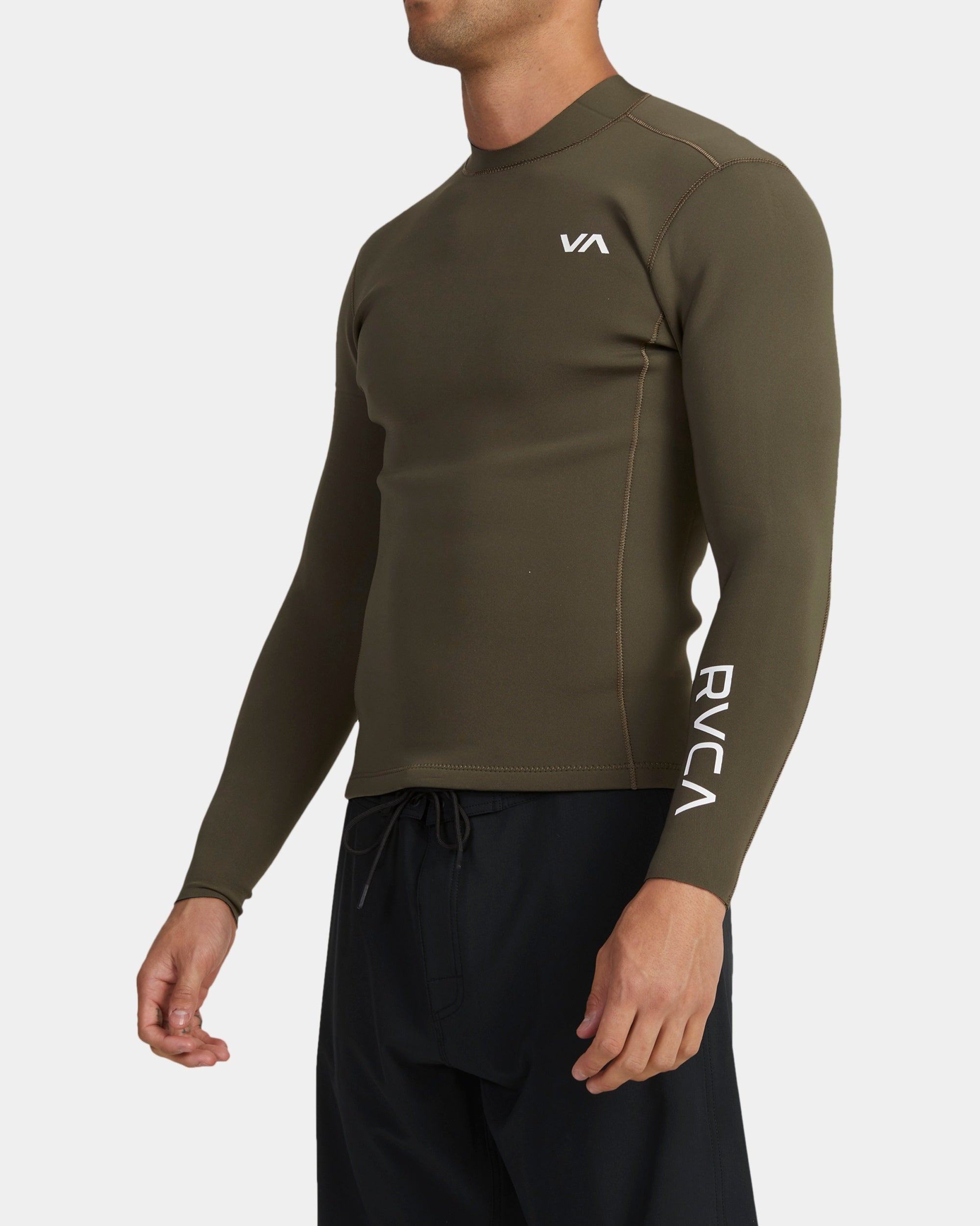 Mens Balance Back Zip Wetsuit Top – Olive – RVCA Australia