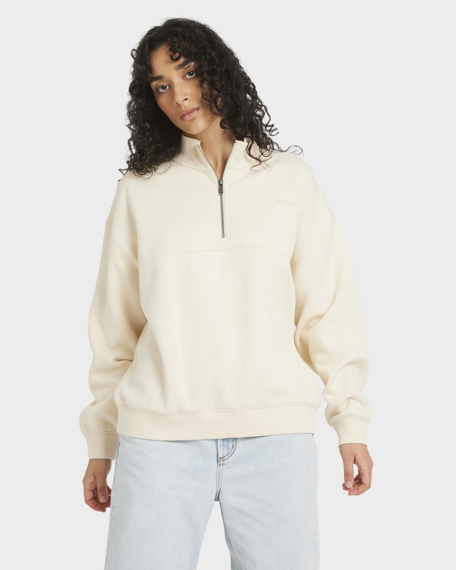 Womens RVCA 1/4 Zip Fleece Pullover Sweatshirt