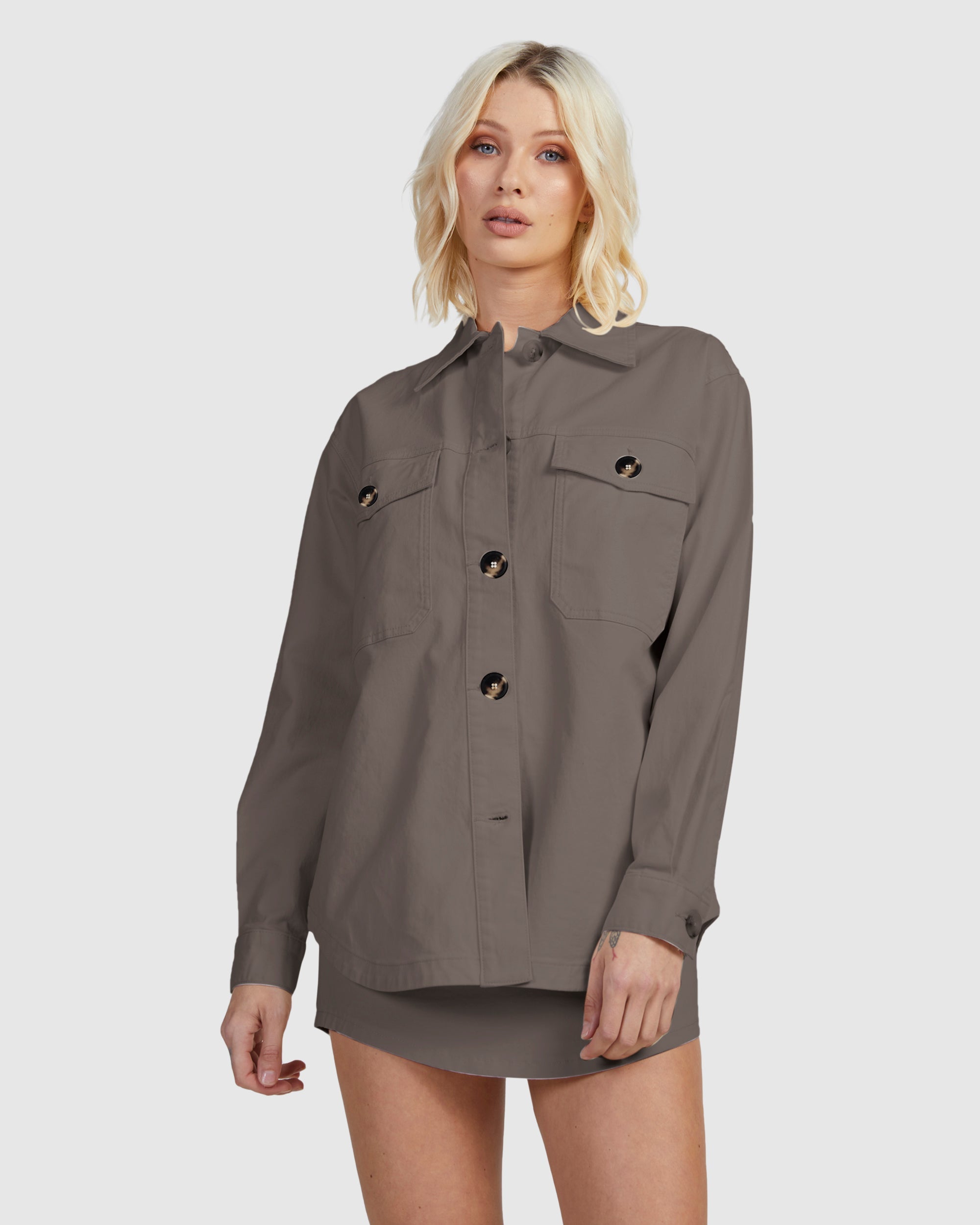 Womens Twill Shacket