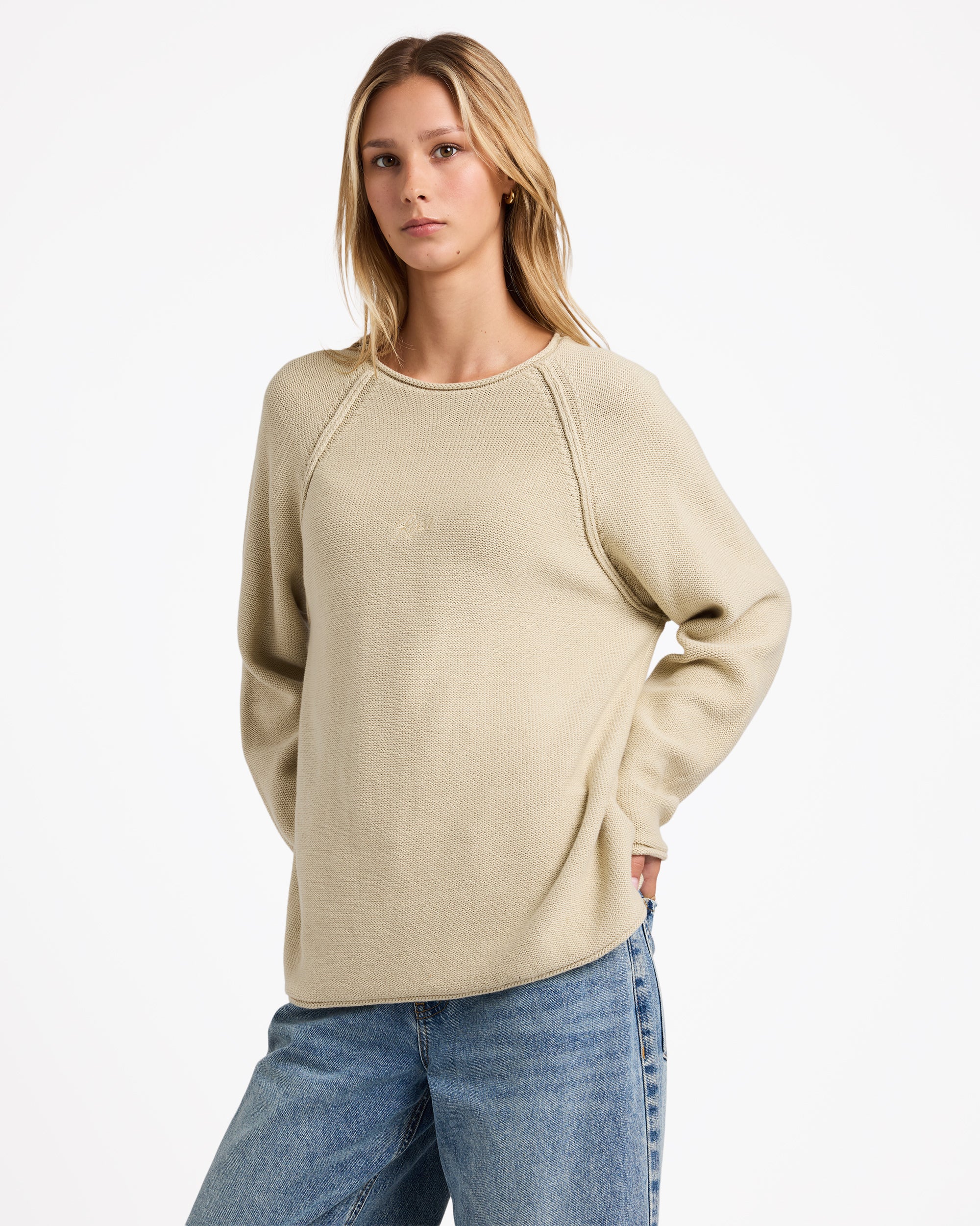Womens Ivy Raglan Crew Neck – Sand – RVCA Australia