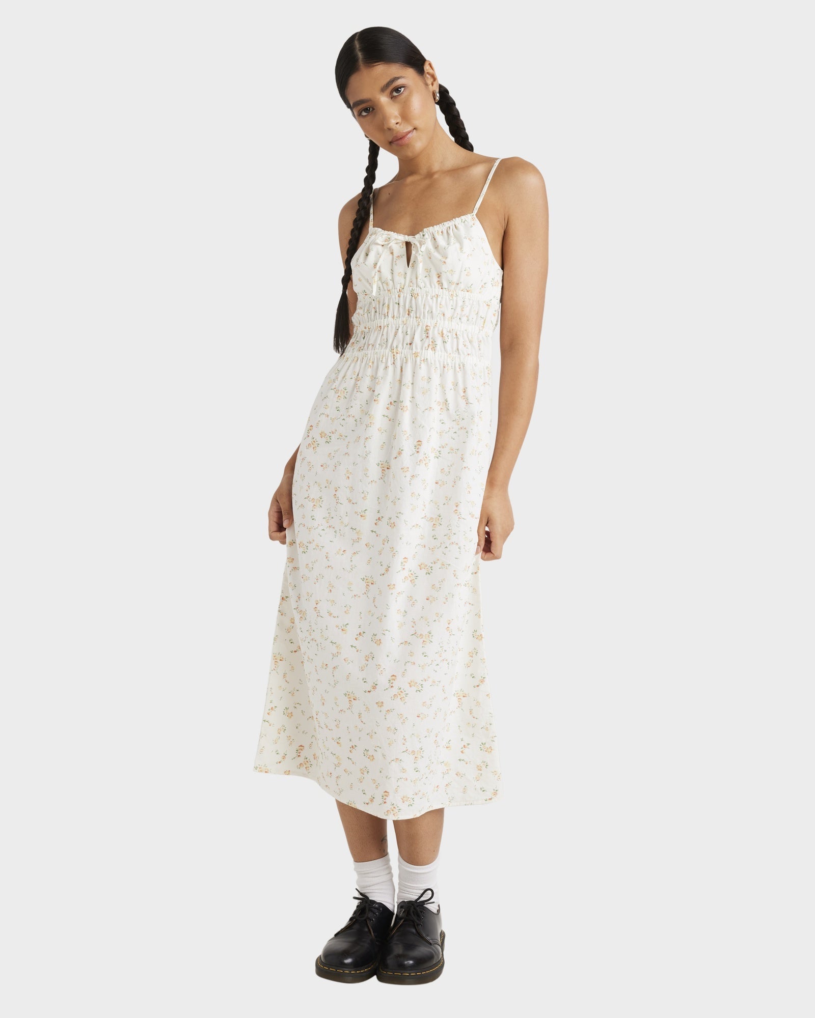 Womens Blurred Ditsy Gathered Midi