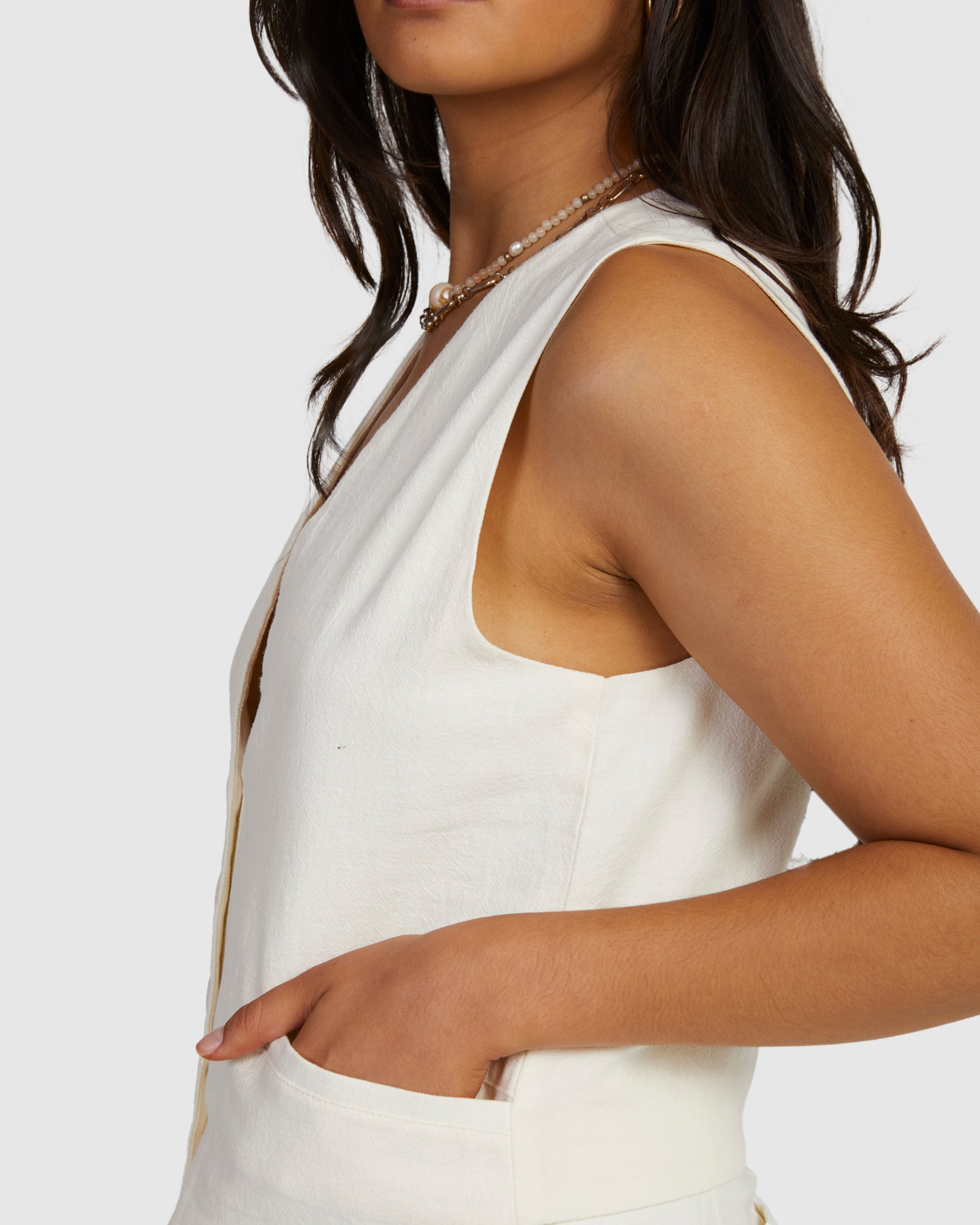 Womens Beats Linen Waistcoat Top