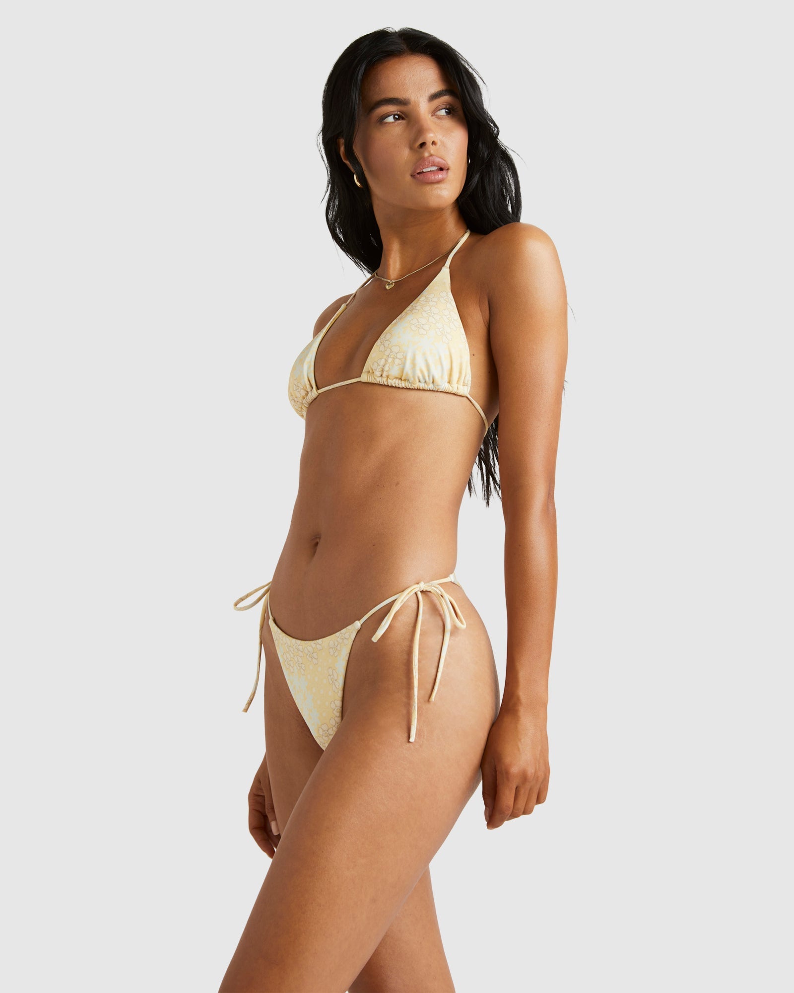 Womens Floral Collage Slide Tri Bikini Top