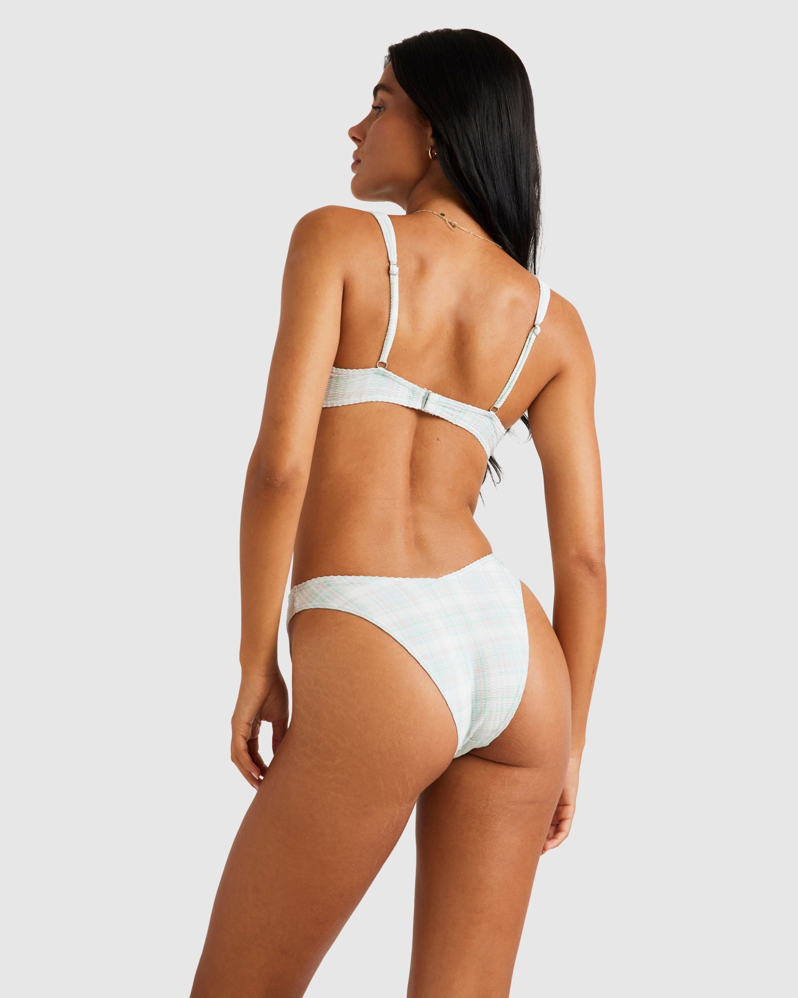 Womens Summer Plaid Scooped Bralette Bikini Top