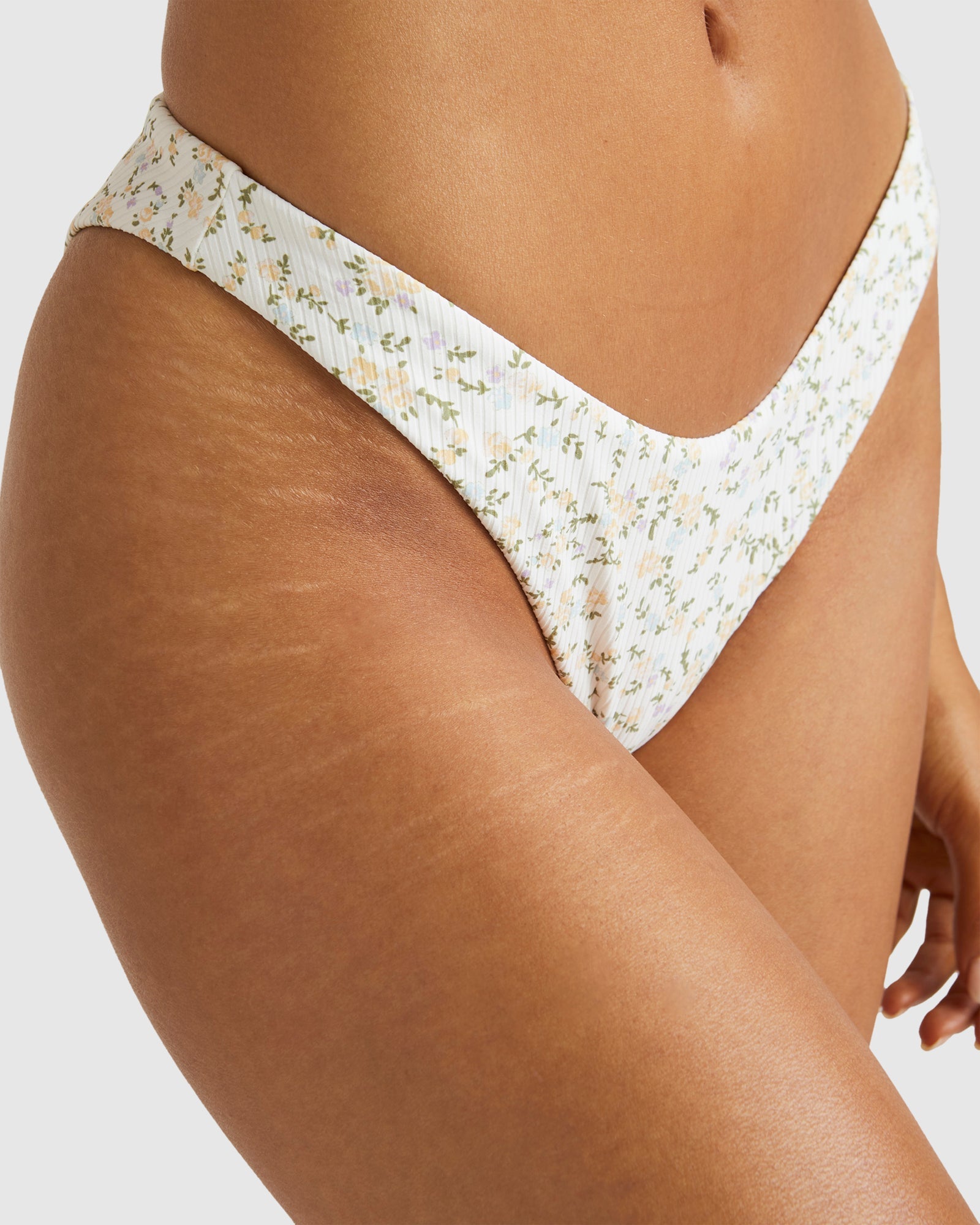 Womens Ditsy Rib Medium French Bikini Bottom