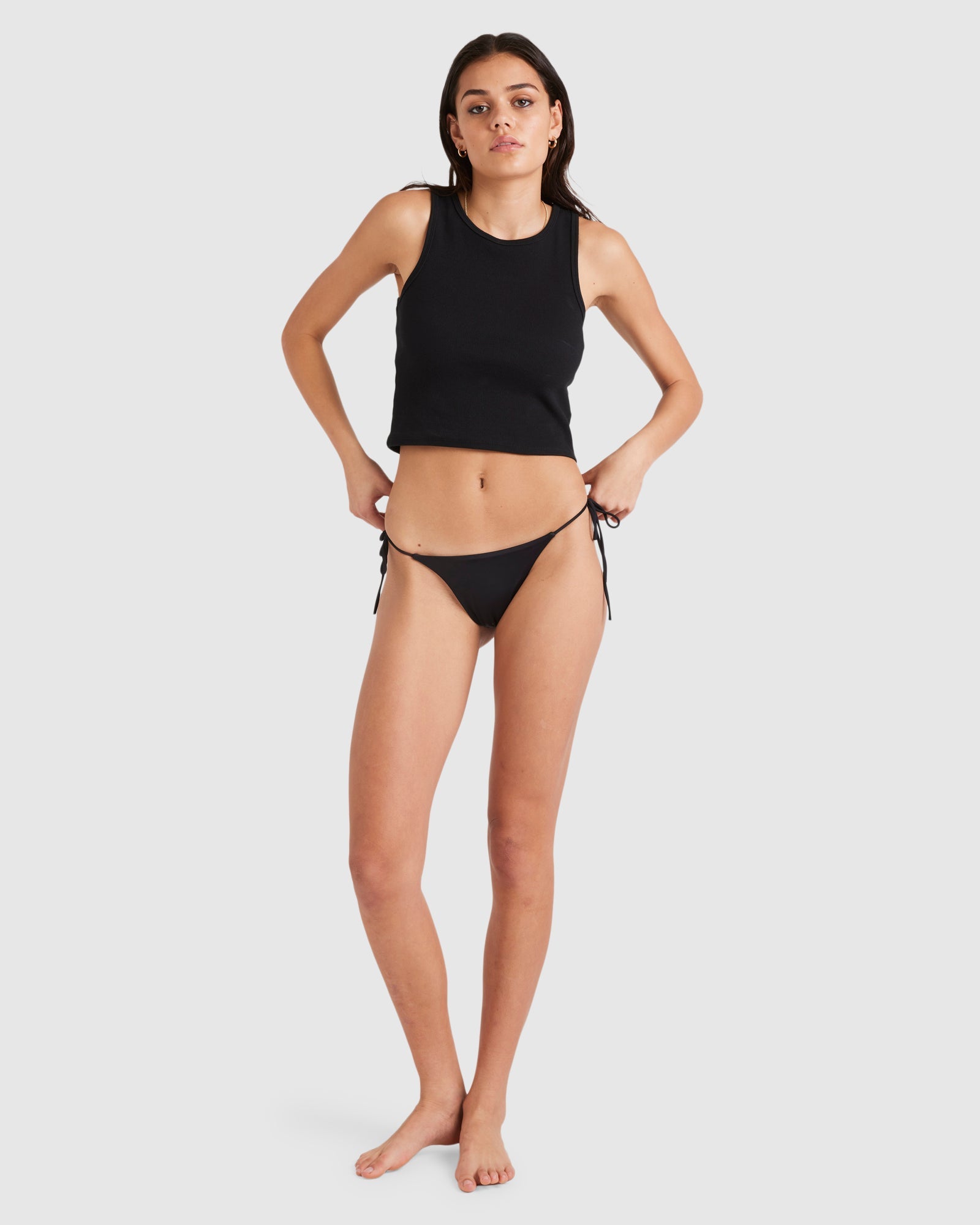 Womens Solid Skimpy Tie Side Bikini Bottom