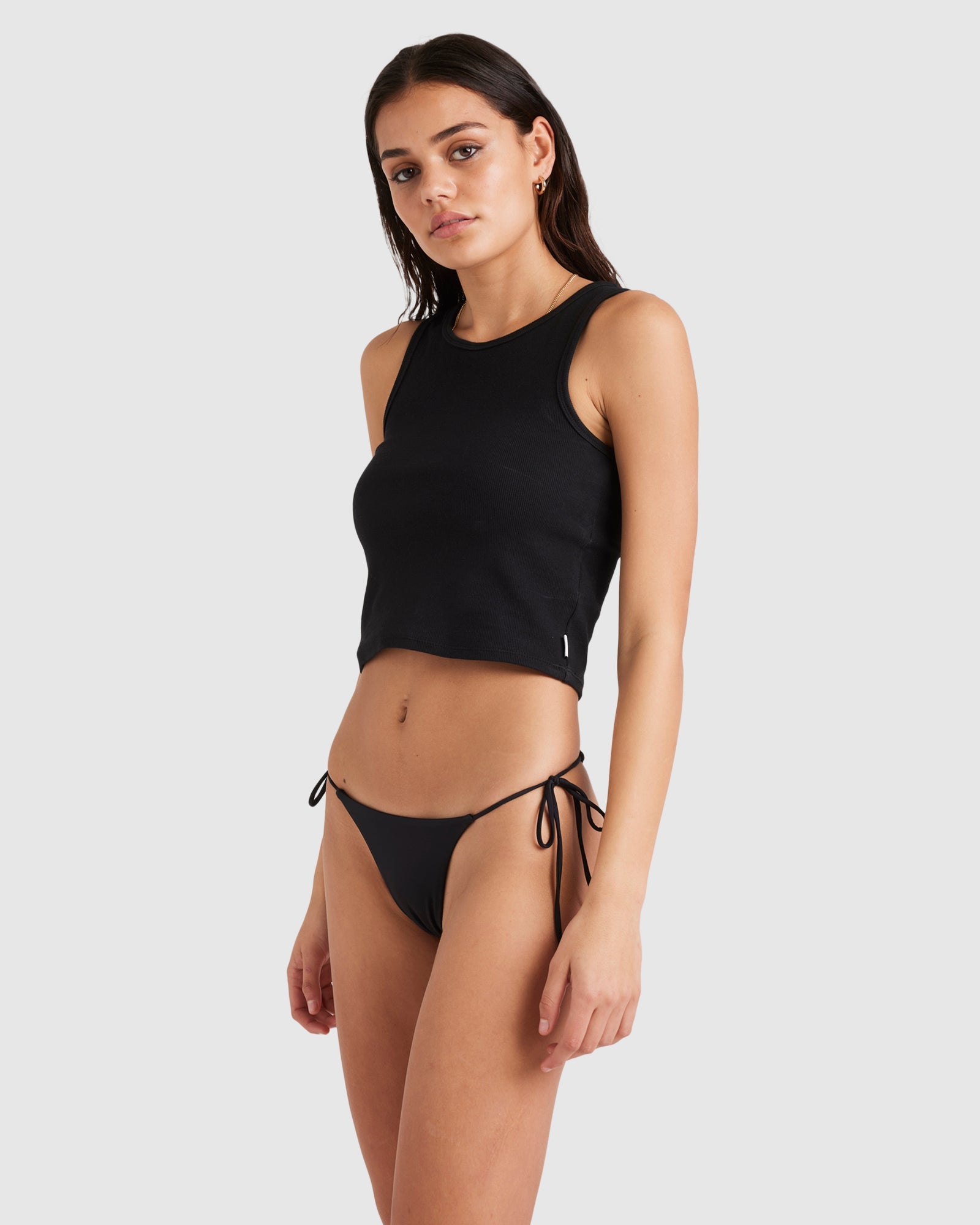 Womens Solid Skimpy Tie Side Bikini Bottom