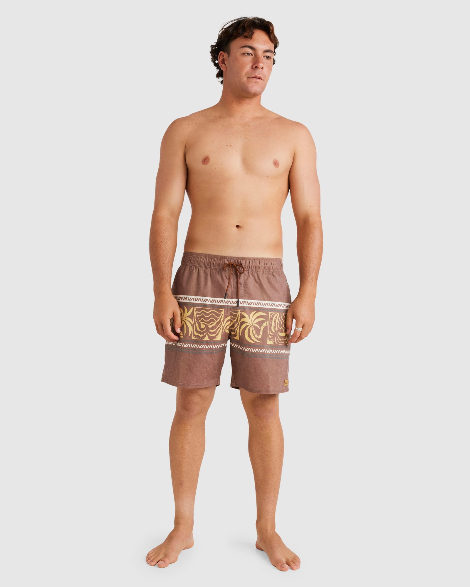 Mens Fronds Divide 17" Elastic Swim Shorts
