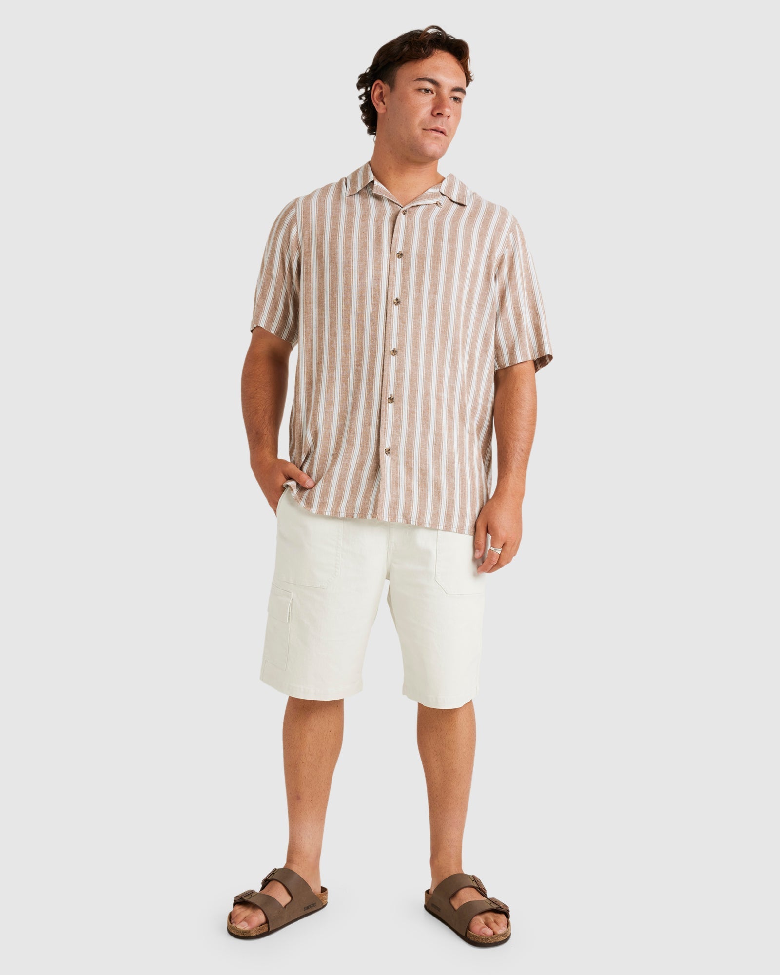 Mens Beat Stripe Vintage Short Sleeve Shirt